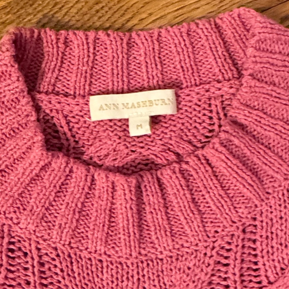 ANN MASHBURN Pink Ribbed Knit Sweater